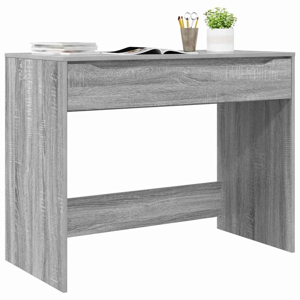 Scrivania in legno Sonoma grigio, 100 x 50 x 78 cm, con cassetto, scrivania per computer per ufficio e home office, mobili per studio per postazione di lavoro organizzata