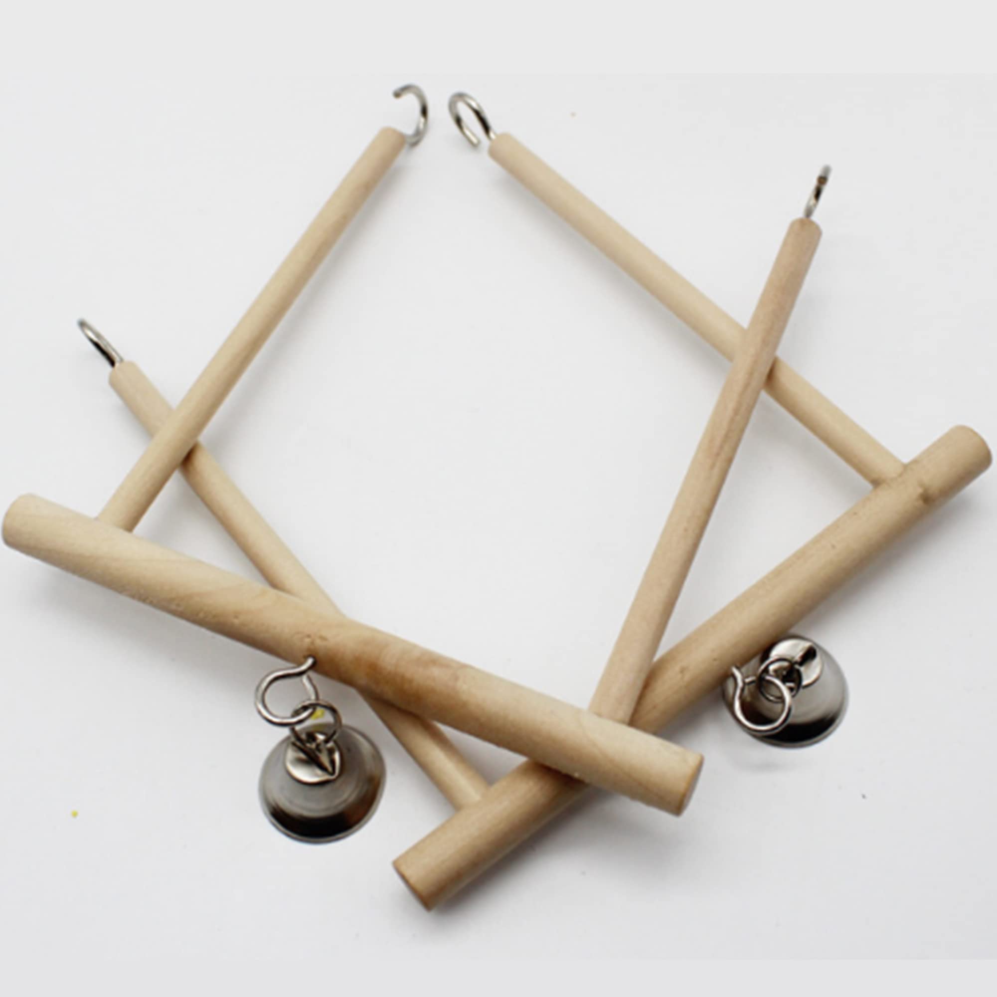 CINY 2 Pz Giocattoli Per Uccelli Altalene In Legno Massello Naturale Stand Gabbie Per Uccelli Accessori, Giocattolo Da Appendere Altalena Per Animali Domestici Con Campana Imita Habitat Naturale