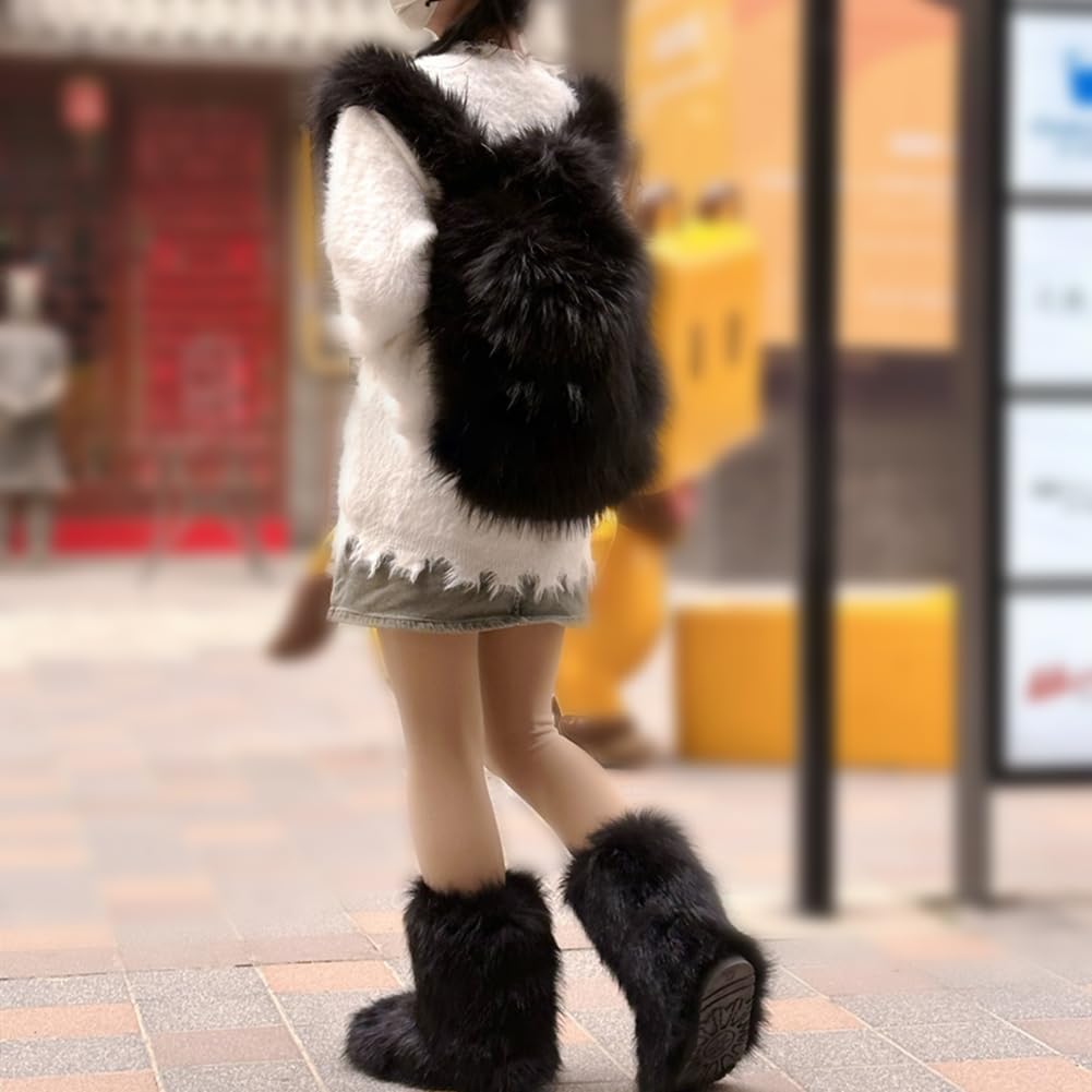 Amazon.com: Surakey Women Small Faux Fur Backpack Furry Daypack