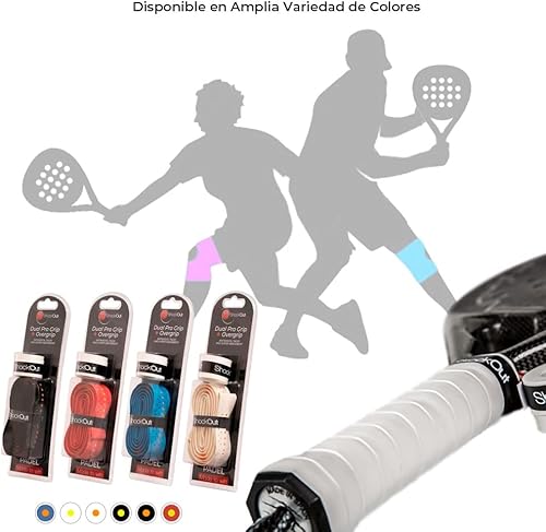 Miniatura 7 de ShockOut Dual Pro Grip + Overgrip (blancoamarillo) - Sistema combinado de absorción de impactos y mejora de agarre para deportes de raqueta