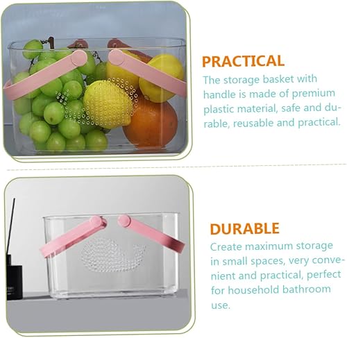 Miniatura 5 de Cesta de ducha de plástico de gran capacidad, mango fácil de limpiar para organización de baño, pescado rosa