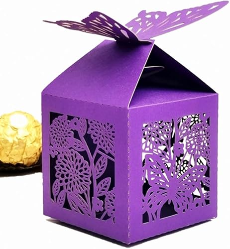 Miniatura 1 de the love 50 piezas de flores cortadas con láser y mariposas creativas cajas de chocolate para recuerdos de boda, cajas de dulces, caja de regalo,