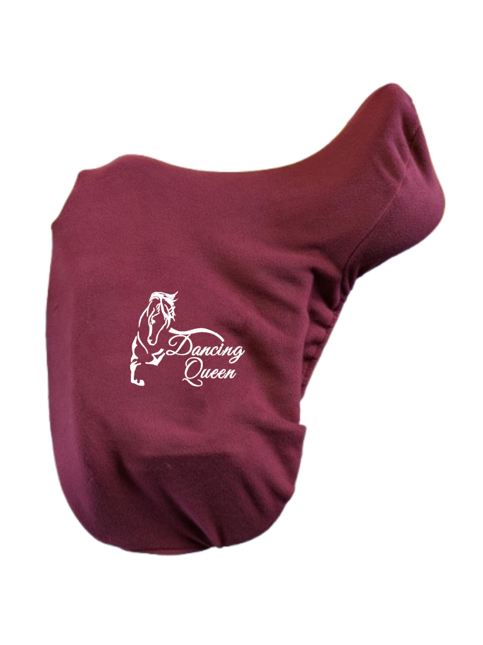 Personalised Embroidered Fleece Saddle Cover, Pony/Cob or Horse Size Lots of Colors (Embroidery on both sides, Burgundy, Pony/Cob)