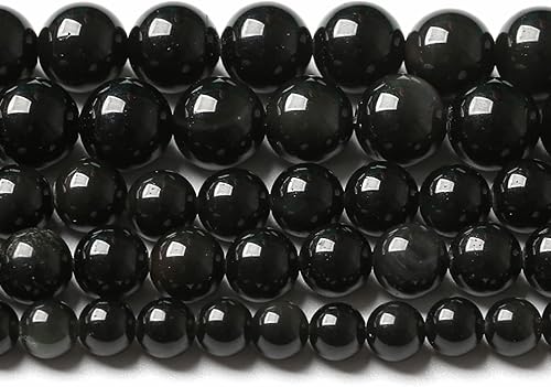 60 cuentas sueltas de piedra natural de obsidiana negra de 0236in para hacer joyas pulseras de bricolaje energía curativa 1 hebra