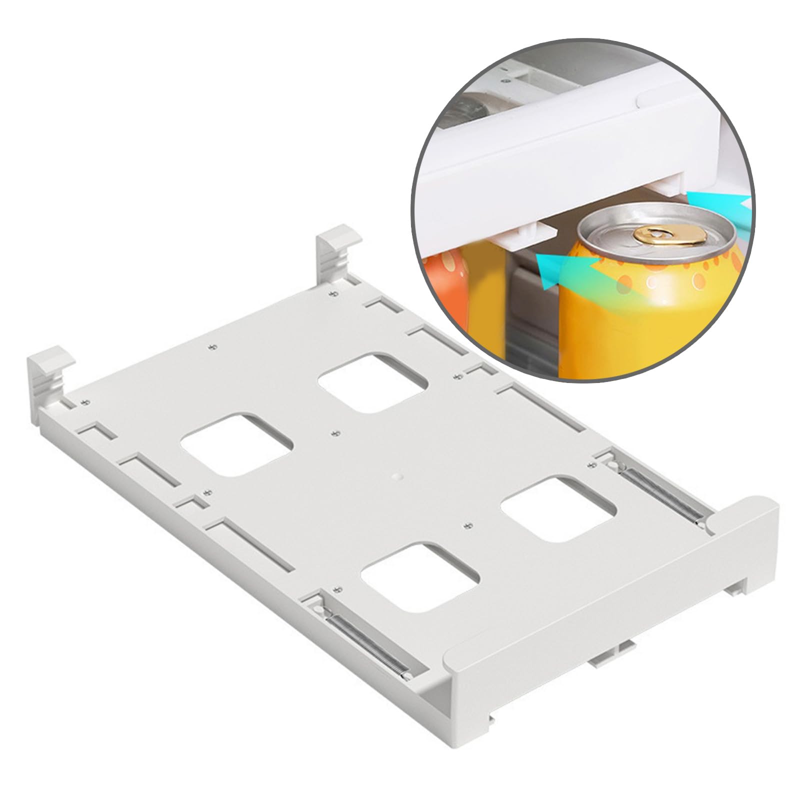 HYBEW Refrigerator Slide Under Shelf Can Dispenser Hangings Drawer Storage Rack for Cans Beverages Holder Organizer Container Beer Cans Shelf