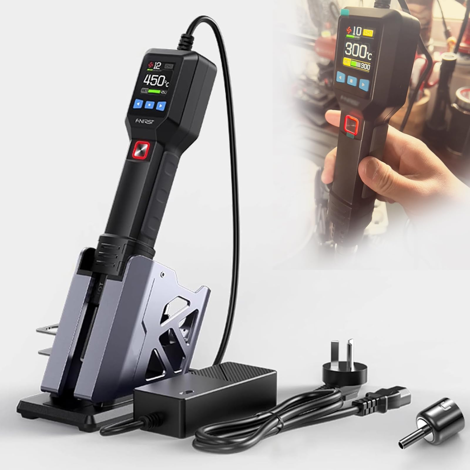 Multi-Purpose Mini Heat Gun with LED Display 212-842 F Temp Control 20-Speed Air Volume Adjustment Perfect for DIY