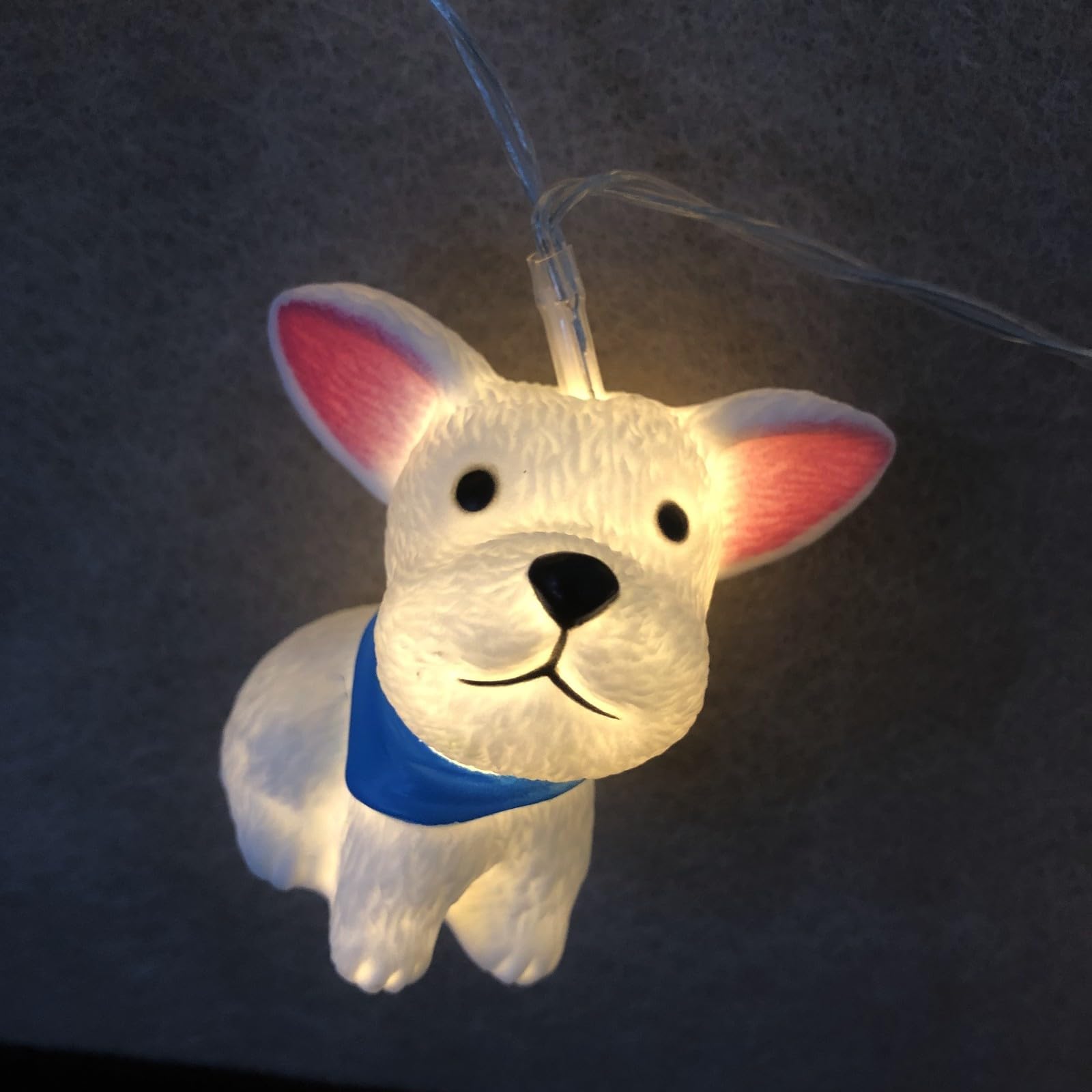 Cadena de luces de 1,65 m, funciona con pilas, con función de temporizador, 10 LED, luz nocturna, cadena de luces para niños, dormitorio, Navidad, Halloween, cumpleaños, decoración (perro