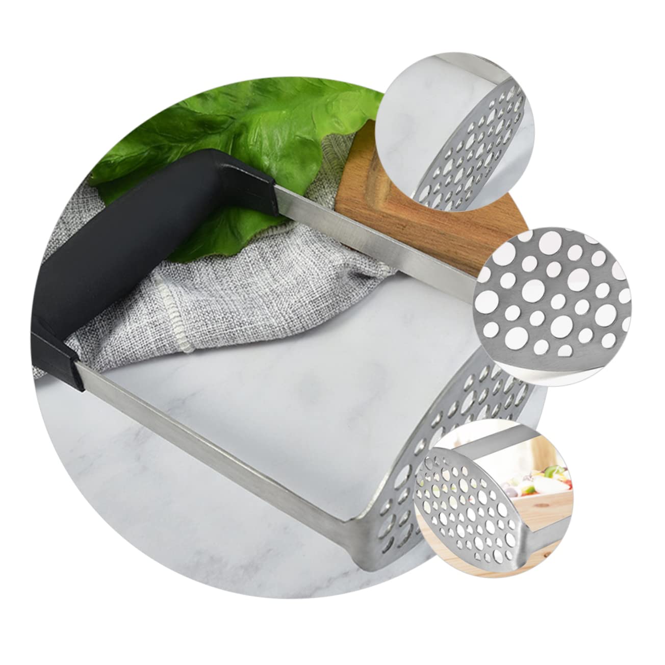 Cabilock Stainless Steel Potato Masher for Effortless Crushing Vegetable Presser for Food Comfortable Handle Kitchen Tool