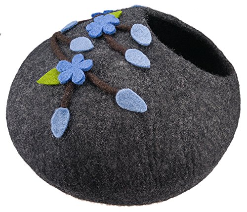 KHORE Felt Cat Cave Bed (Large) - 100% Natural Merino Wool Handmade...