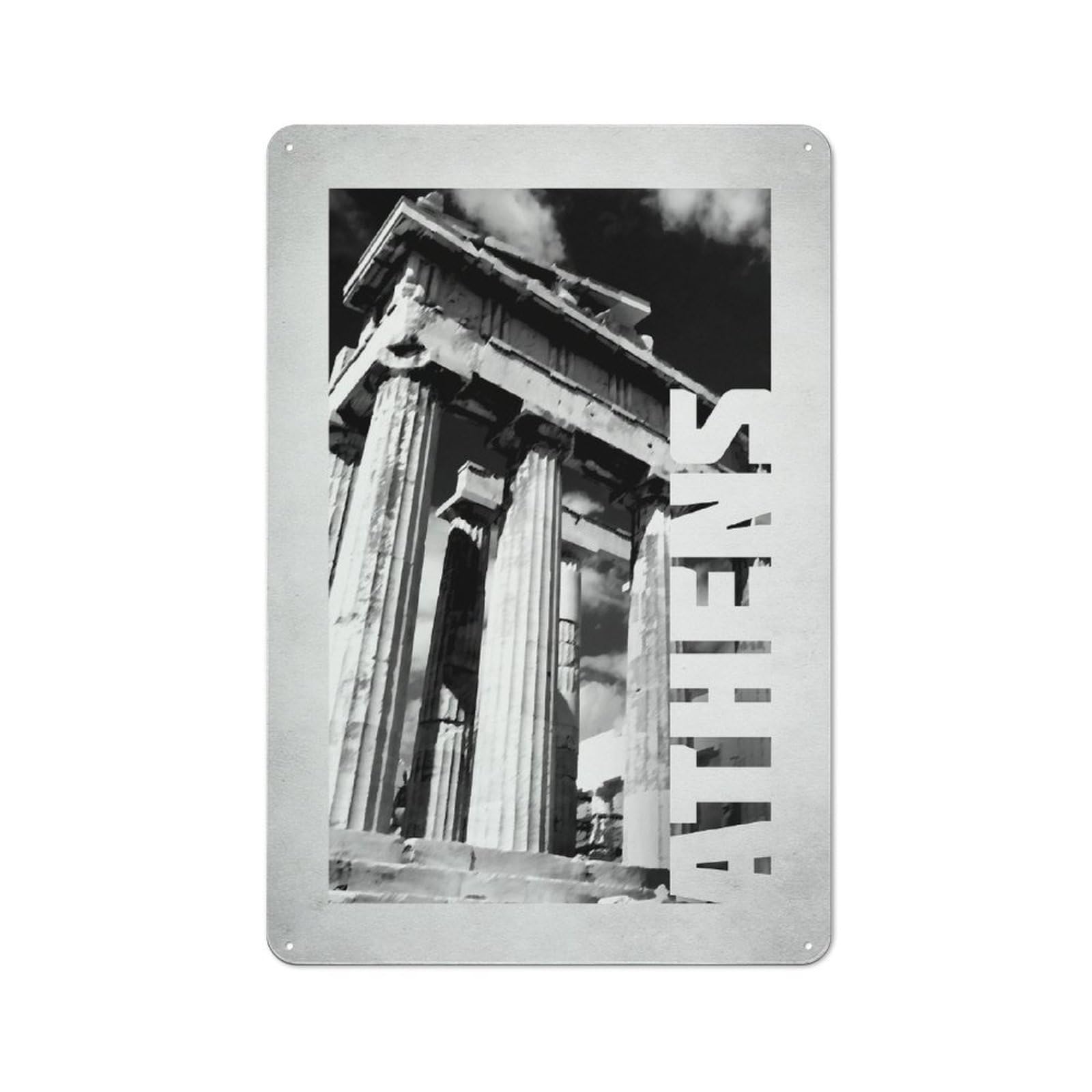 Junmoney Style-22 Athens Decorative Metal Wall Decor 30X20cm, Metal Gift Sign For Hallway, Home Bar, Garage Or Study