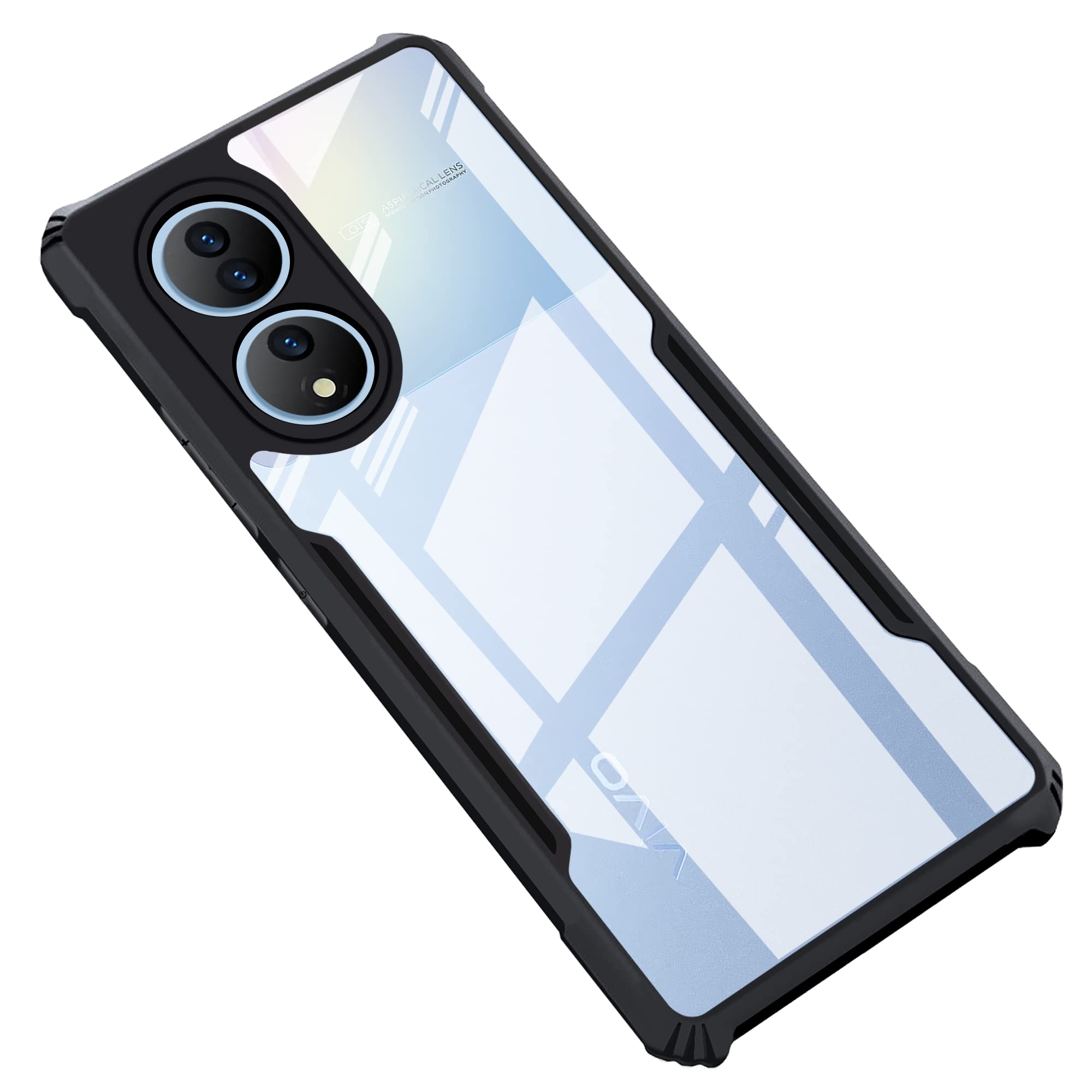 CEDO Vivo Y100 / Vivo T2 (5G) Back Case Cover | Camera Protection Shockproof Bumper-Edge | Acrylic Crystal Clear 360 Degree Protection TPU+PC | Transparent Eagle Back Case Cover (Black) (B0BXLBXHKW) Amazon Price History, Amazon Price Tracker
