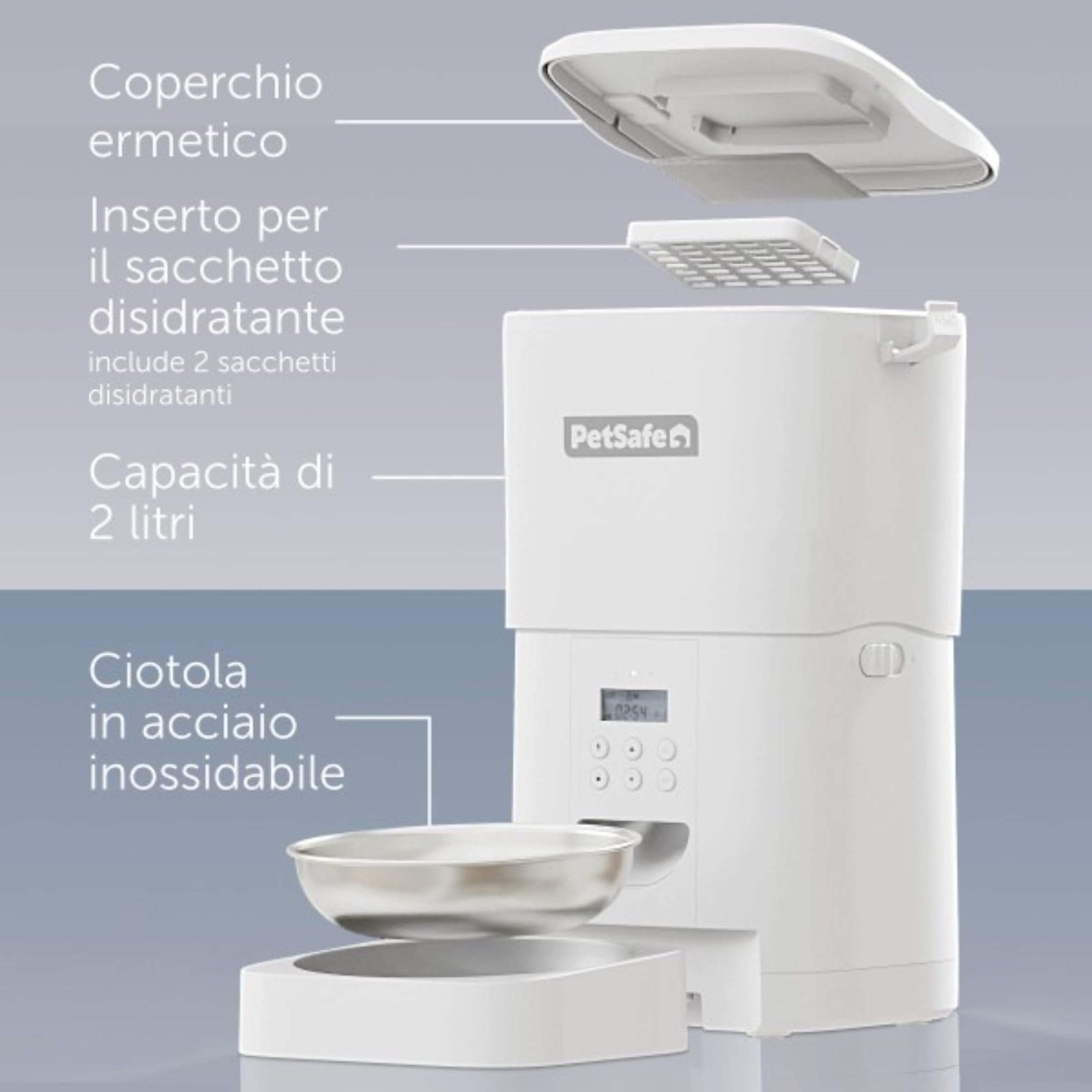 PetSafe FlexFeed 2L – Distributore automatico di cibo per cani e gatti con timer e controllo porzioni