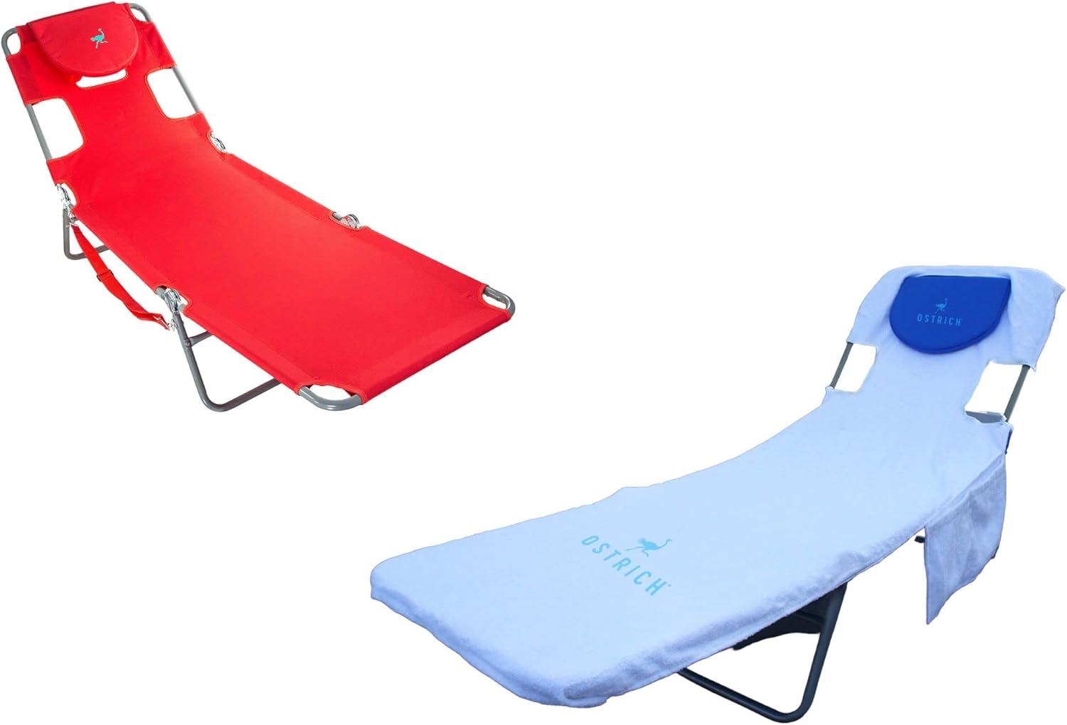 Ostrich Red Chaise Lounge + White Towel Patio Chaise