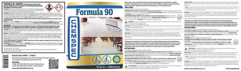 Chemspec Formula 90 Professional Carpet Cleaning Detergent for Commercial and Heavily Soiled Carpets(4 pk) (LF904G)