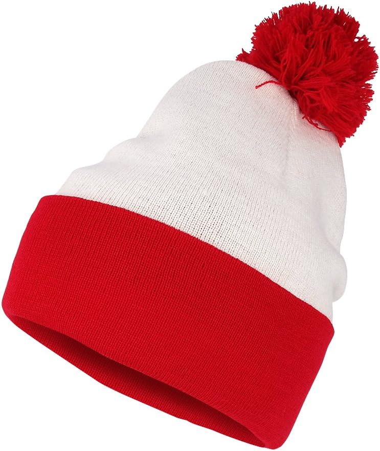 adidas red and white bobble hat