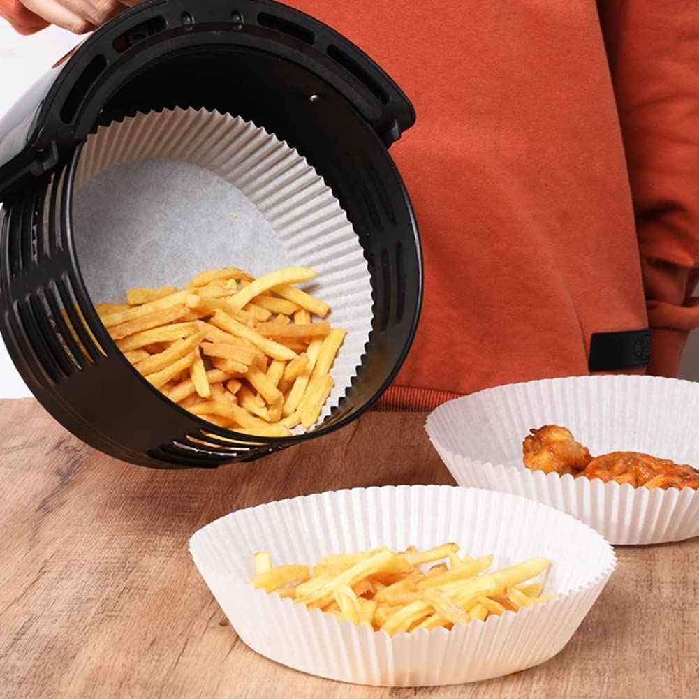 Papier do pieczenia Airfryer, 100 szt. Papier pergaminowy do frytownicy powietrznej Frytownica powietrzna Nonstick Jednorazowe wkładki papierowe Akcesoria do pieczenia Papierowy papier do pieczenia,100 blatt weiß