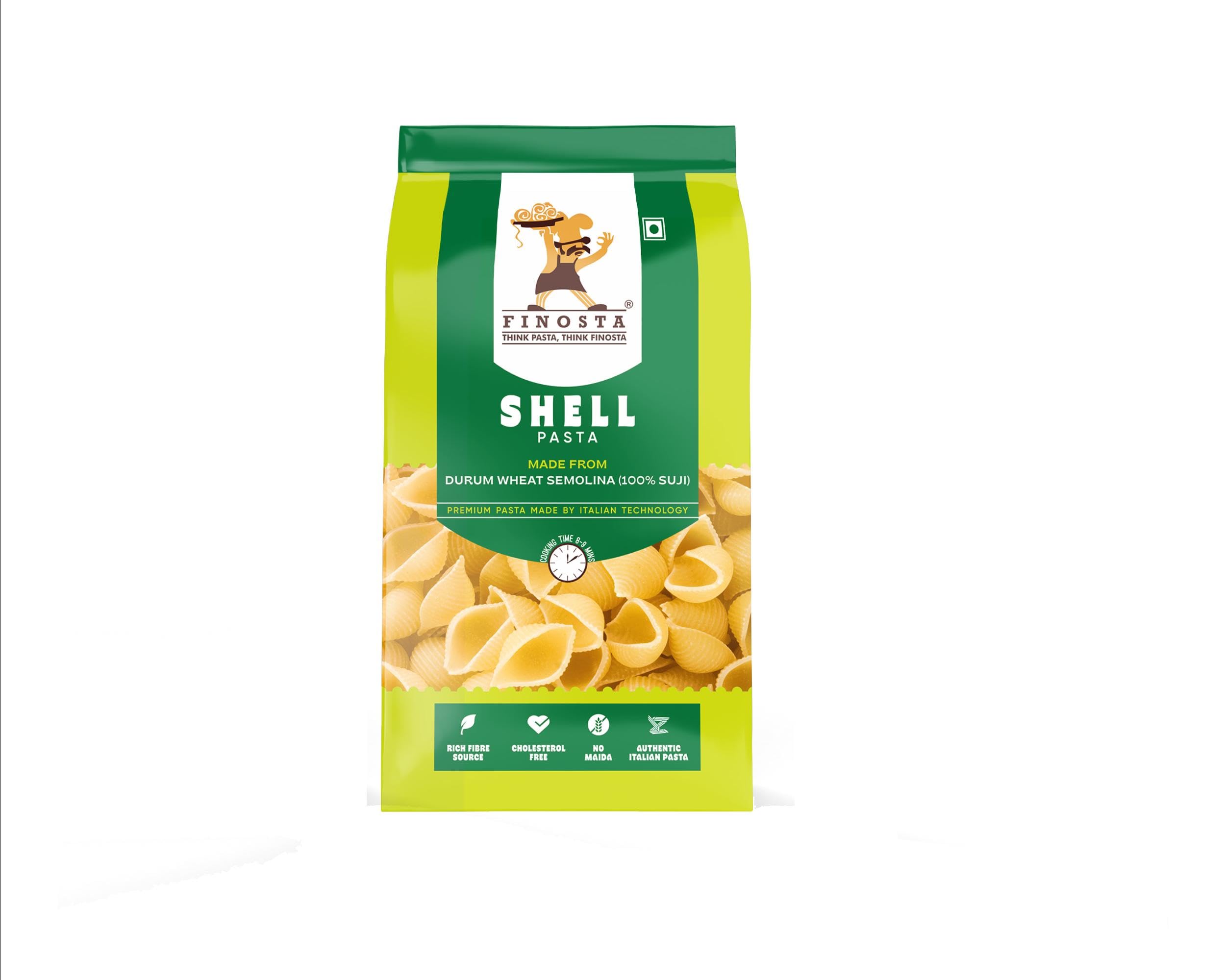 Finosta Shell Pasta, 500gm with Tri Color Fusilli Pasta 500 Gram, Combo Pack 1