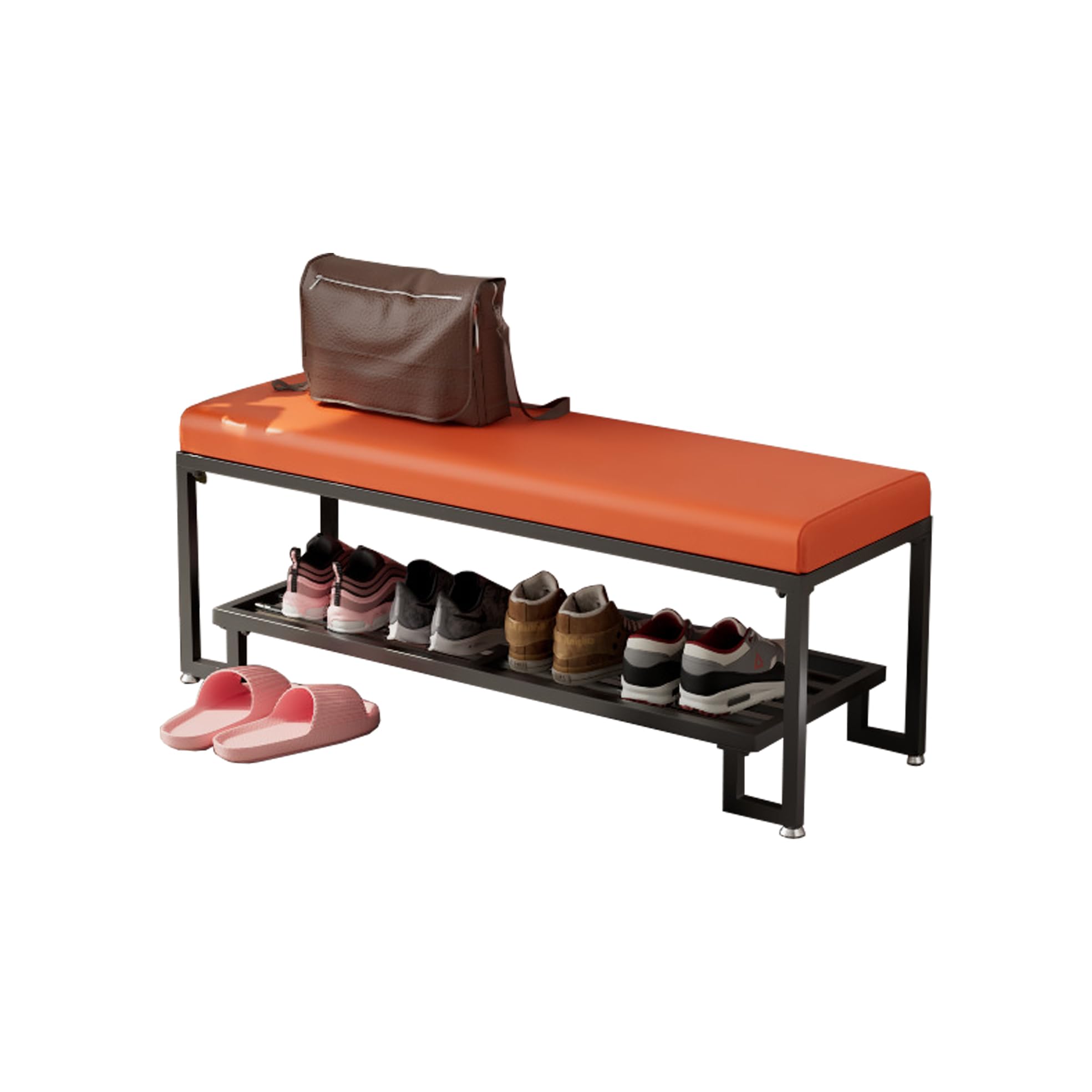 Tabouret à langer long en fer pour un vestiaire de magasin épuré