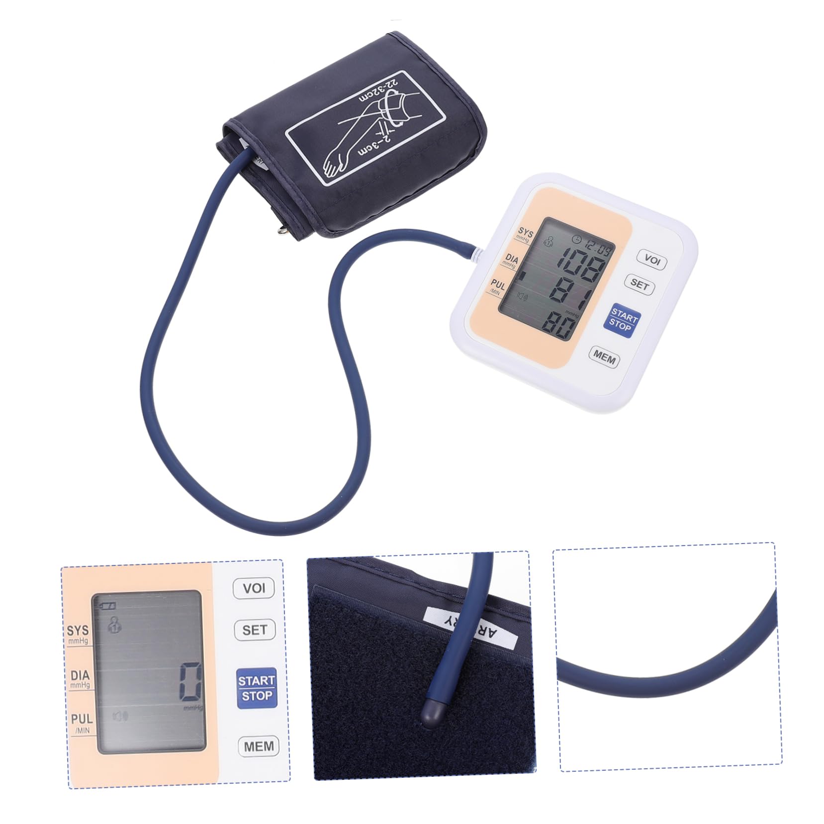 Baluue Oberarm Blutdruckmessgerät Elektrisch aus Abs mit Pulserkennung und Druckmessung Gold 2x120 Speicherplätze 4 Aaa Batterien (nicht Enthalten) für Senioren und Eltern zur Häuslichen