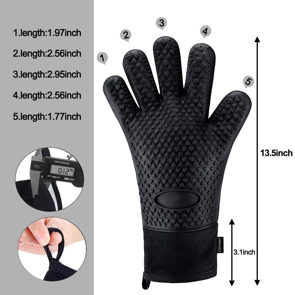 Guantes De Barbacoa Resistentes Al Calor 800°C - Silicona, Aramida, Largo 14 Pulgadas