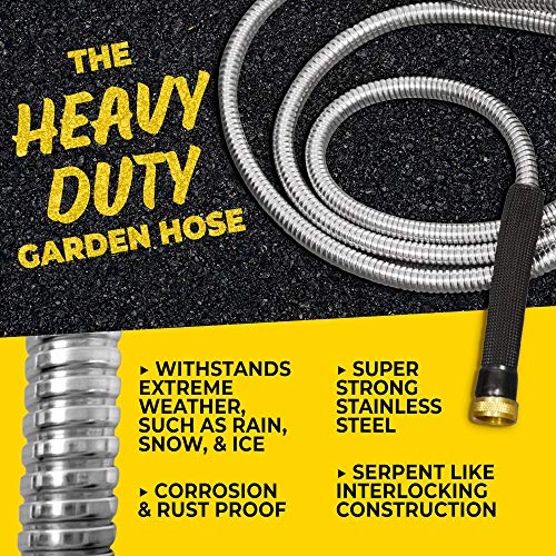 Bionic Steel Pro 100 Ft Garden Hose, 304 Stainless Steel Metal Water Hose 100Ft, Flexible Hose, Kink Free, Ultra Lightweight And Durable, Crush Resistant Fitting, Easy To Coil, 500 Psi - 2023 Model #TOP1