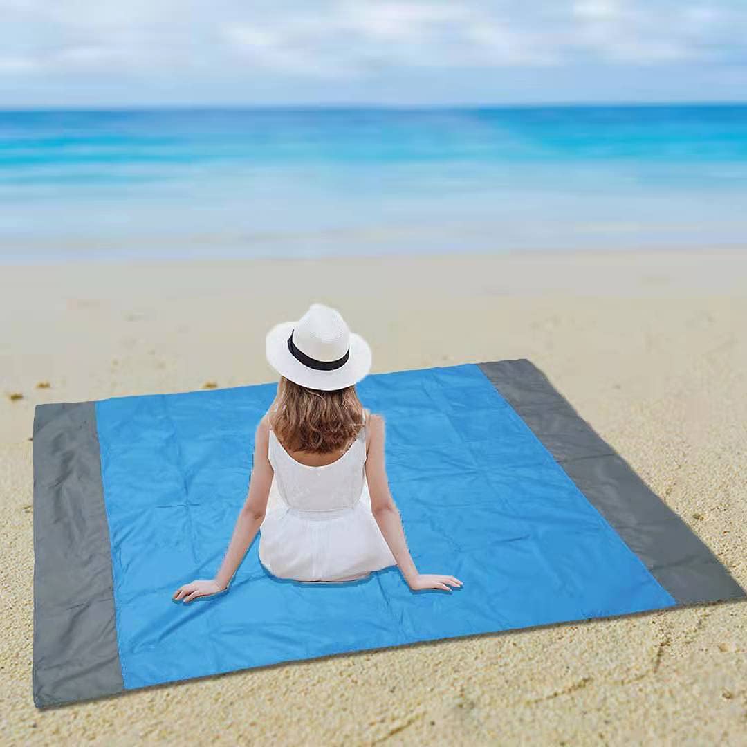 Coperta Spiaggia Impermeabile 210x200 Cm - Telo Picnic Con 4 Picchetti, Antisabbia, Verde - Foto 2