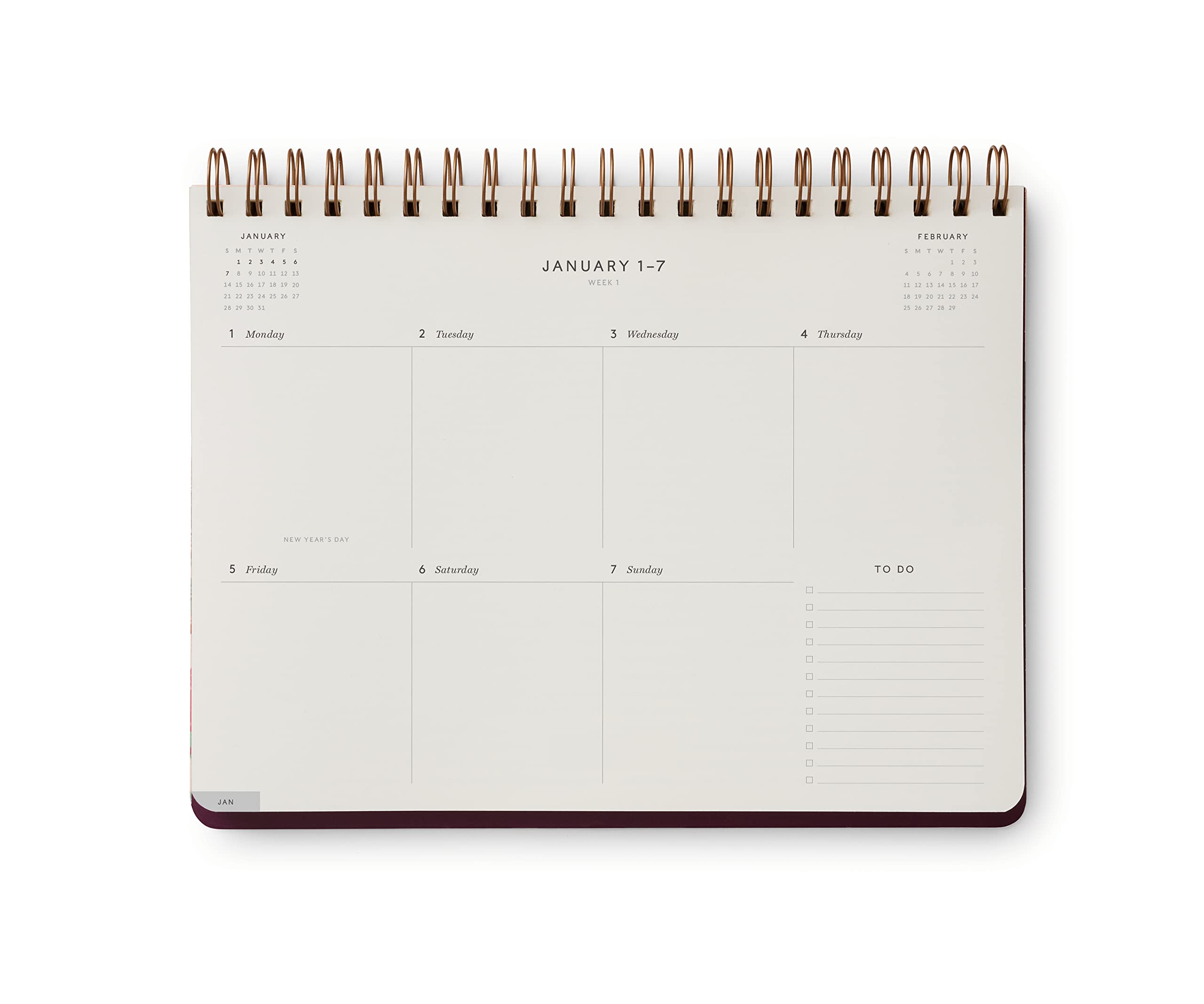 RIFLE PAPER CO. Blossom - Agenda 2024 con espiral superior de 12 meses, agenda mensual y semanal, tapa de doble espiral resistente, espacio para notas mensuales y lista semanal de tareas