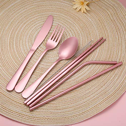 image for Topbooc Portable Stainless Steel Flatware Set, Travel Camping Cutlery 
