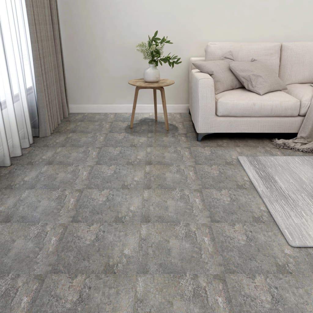 vidaXL Lamas para Suelo Autoadhesivas 55 Piezas Baldosa Azulejo Salón Antiestático Ignífugo Impermeable Antideslizante PVC 5,11 m² Gris