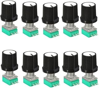 10PCS 6mm 3pin Knurled Shaft Single Linear B Type Rotary Potentiometer Knob with Cap White,5K Ohm