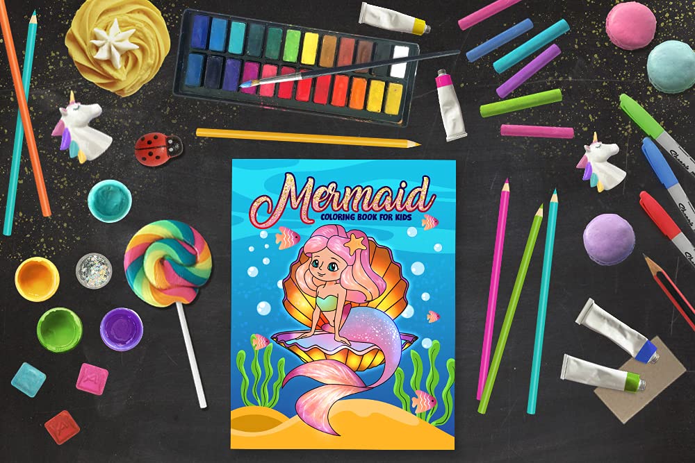 Mermaid Coloring Book for Kids: 35 Cute Illustrations for Children Ages 3-10
