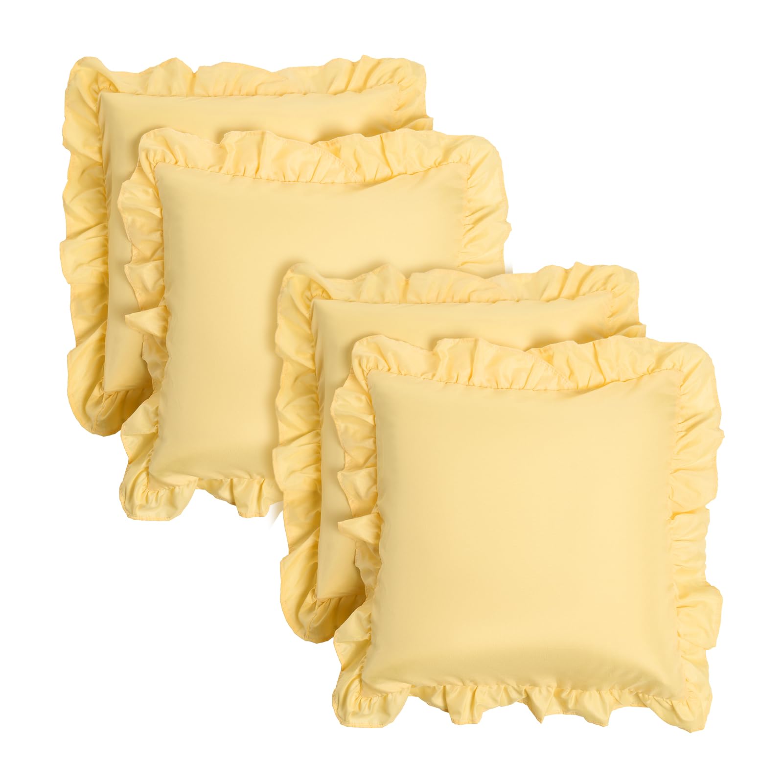 Ohs Women's Lemon Cushion Covers 45 X 45 Set Of 4, Soft Comfy Frill Edge Throw Pillow Covers With Invisible Zipper Sofa Cushions Home Decor For Bedroom Living Room,
