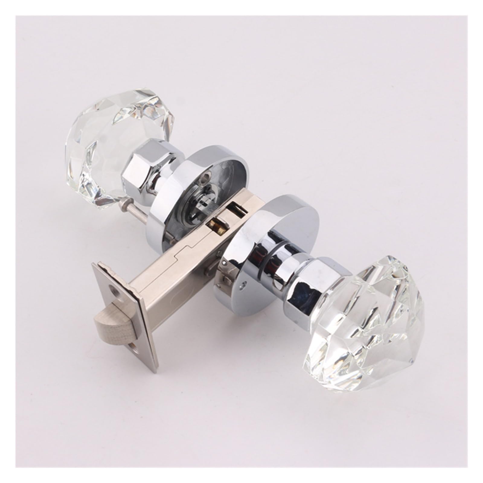 NYRXRYTCA Crystal Glass Ball Lock Golden Light Luxury American Door Lock Wooden Door Bathroom Bathroom Lock Indoor Silent Room Door Lock(113 bright chrome)