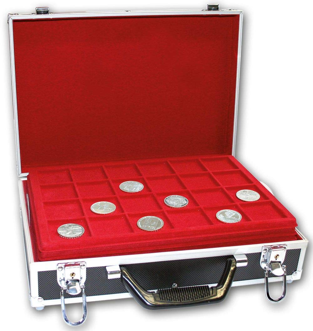 SAFE 269-9 XXL Valise à monnaie en aluminium Black Diamant pour 216 pièces + 8 plateaux rouges Mixed - Format : 350 x 240 x 82 mm