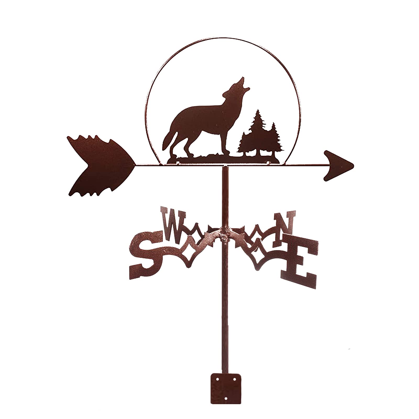 WIQUYBML Weathervane Wind Vane Stainless Steel Weather Direction Indicator Weathercock with Mounting Bracket for Farm Yard Garden Ornament/Wolf/35 * 50Cm