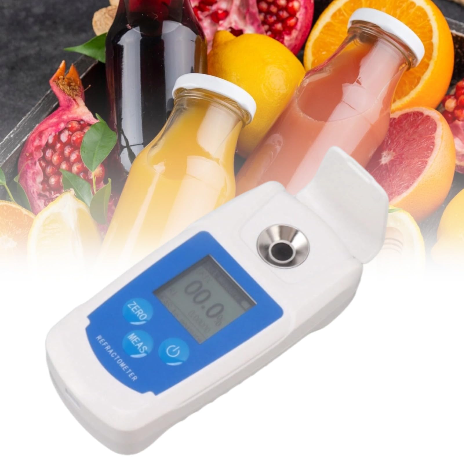 Refractómetro Digital Brix, Velocidad de Medición Rápida Alta Precisión 0-55% Pantalla Retroiluminada HD Medidor Brix para Frutas para Bebidas para Medir el Contenido de Azúcar