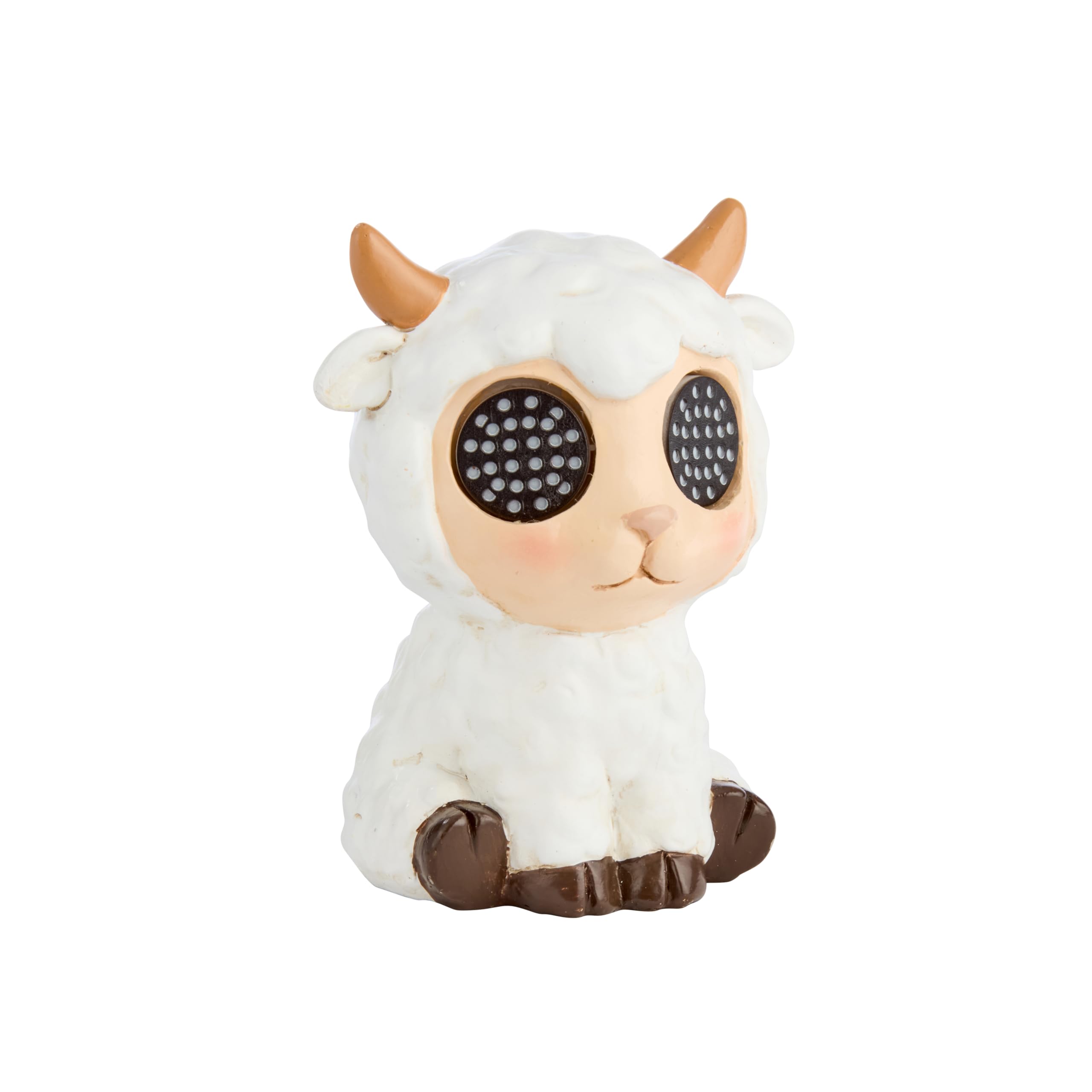 Smart Solar LED Sheep Garden Ornament, Solar Powered with Blinking Eyes, White with Brown Feet, 13 x 10 x 11 cm