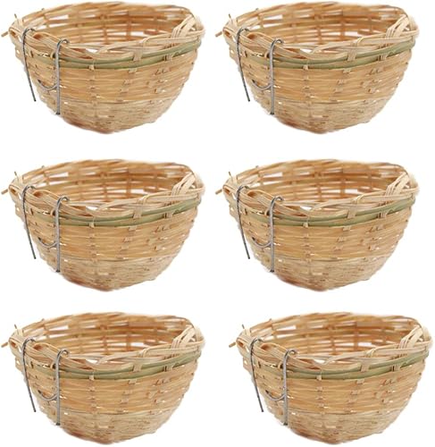 Miniatura 6 de 6 bandejas nido canarias jaulas de bambú cuevas colgantes para comportamiento de anidación de cría - 6 piezas