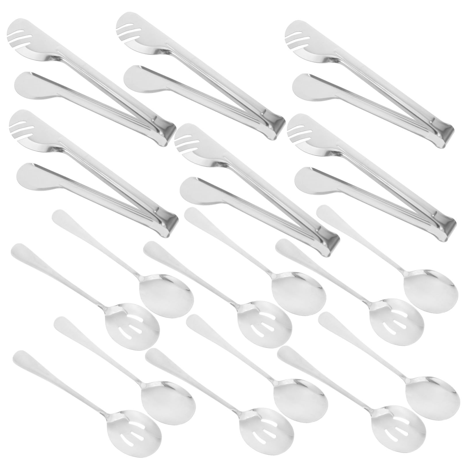 VALICLUD 18piezas Cubiertos Acero Inoxidable Pinzas Ensalada y Cucharas Para Buffet Catering Bodas y Fiestas