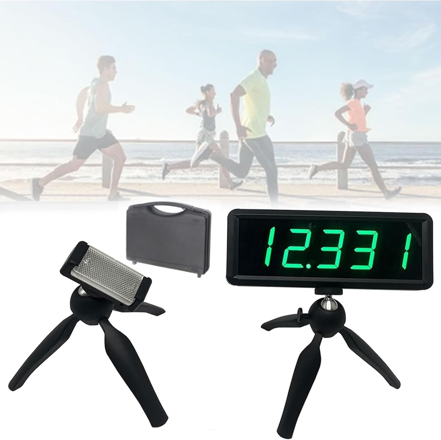 LED Stopwatch Race Clock, Sprint Timer,Tripod Adjustable Height of 14-19cm, Automatic Reset, for Roller Skating, Pet Training, Fitness Training, Sprinting