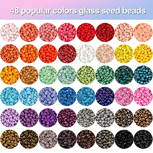 Quefe 36000Pcs Glass Seed Beads 2Mm Beads 48 Colors 12/0 Small Bracelets Beads And 260 Letter Beads For Jewelry Making Crafts #TOP1
