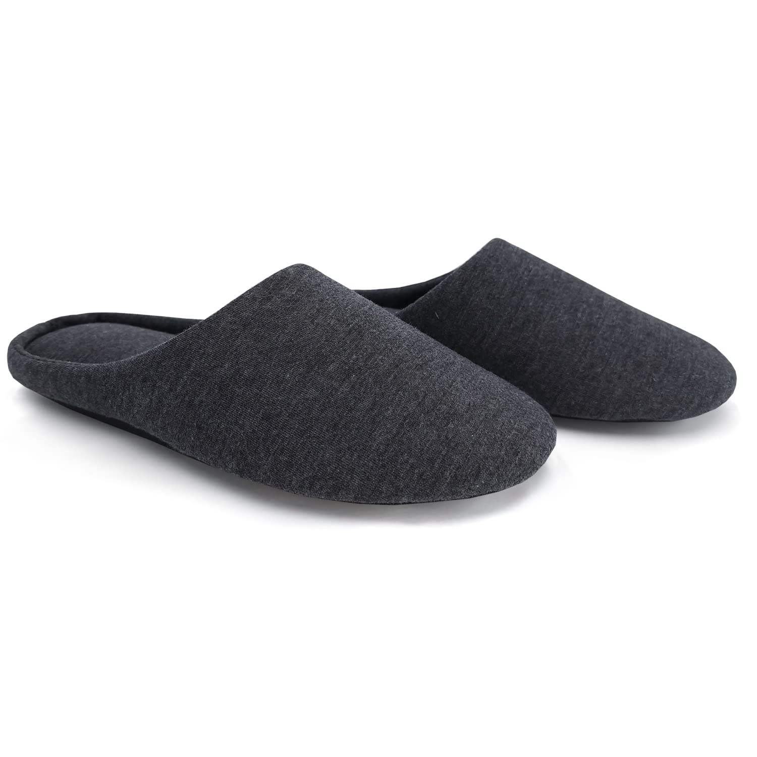 ofoot Women's Memory Foam Cotton House Slippers for Summer - Comfortable,Washable Indoor Bedroom Shoes with Non-Slip Rubber Outsoles (Charcoal Grey,
