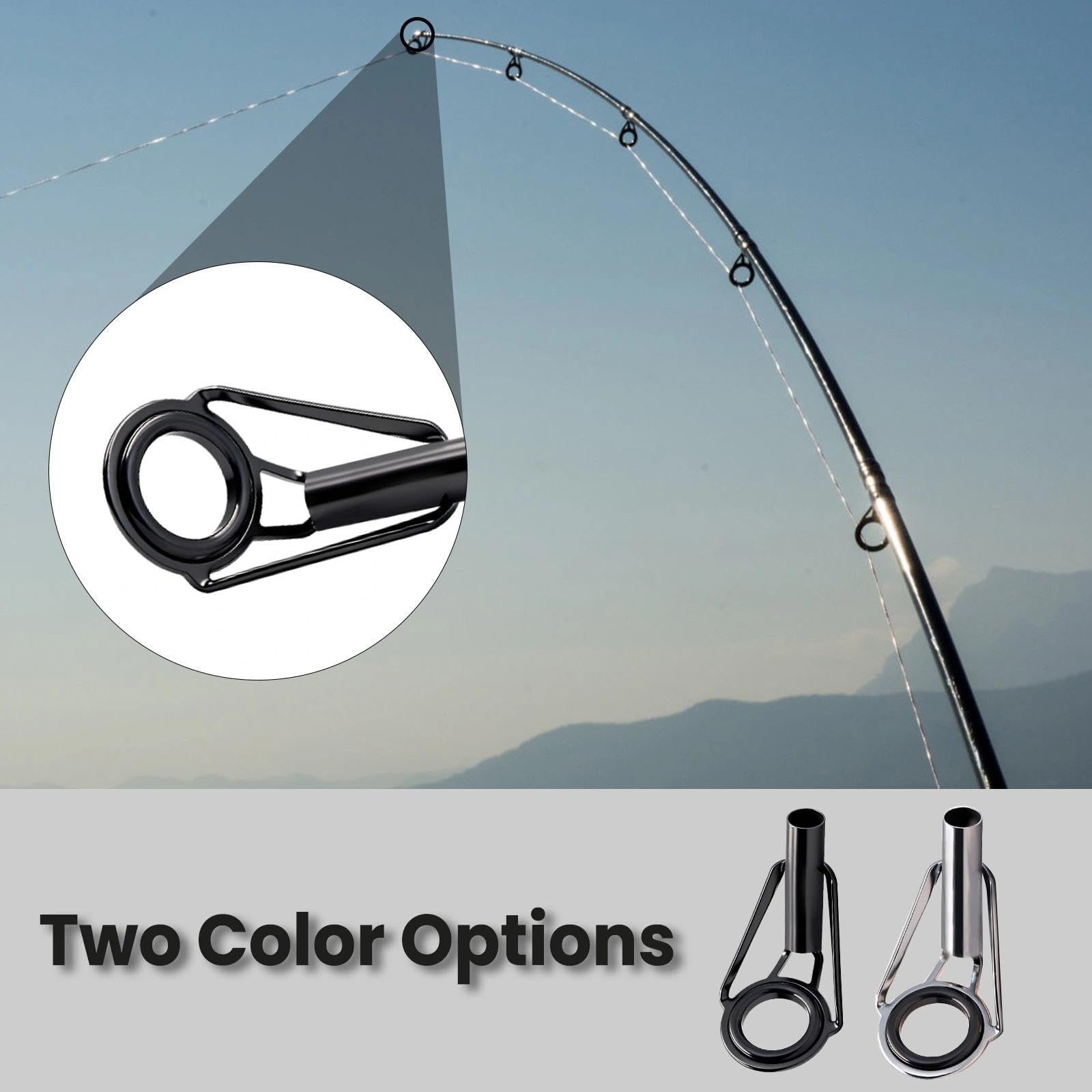 FishTrip Rod Tip Repair Kit Stainless Steel Ceramic Guides Replacement