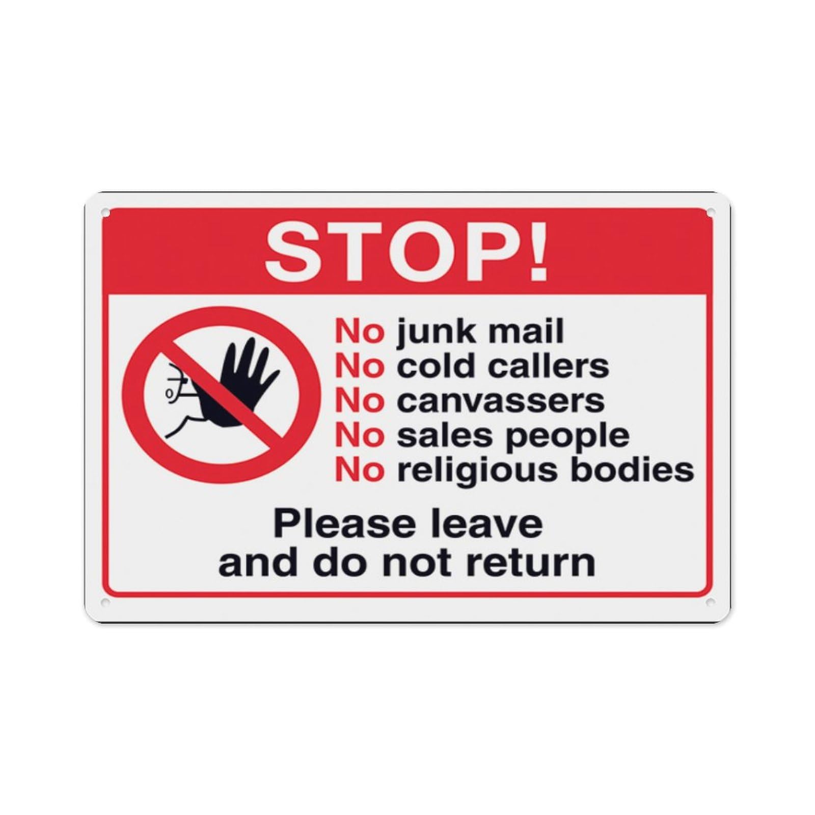 peiyeety Stop No Junk Mail, No Cold...Please Leave And DoReturn Aluminum Tin Warning Signs For Home Outdoor Garden 8X12 Inches