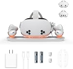 Charger le quai pour Meta Quest 3S/Quest 3 avec USB-C Chargeur, VR Station de recharge magnétique pour Oculus Quest 3S avec LED Indicateur 2 Batteries et câbles rechargeables