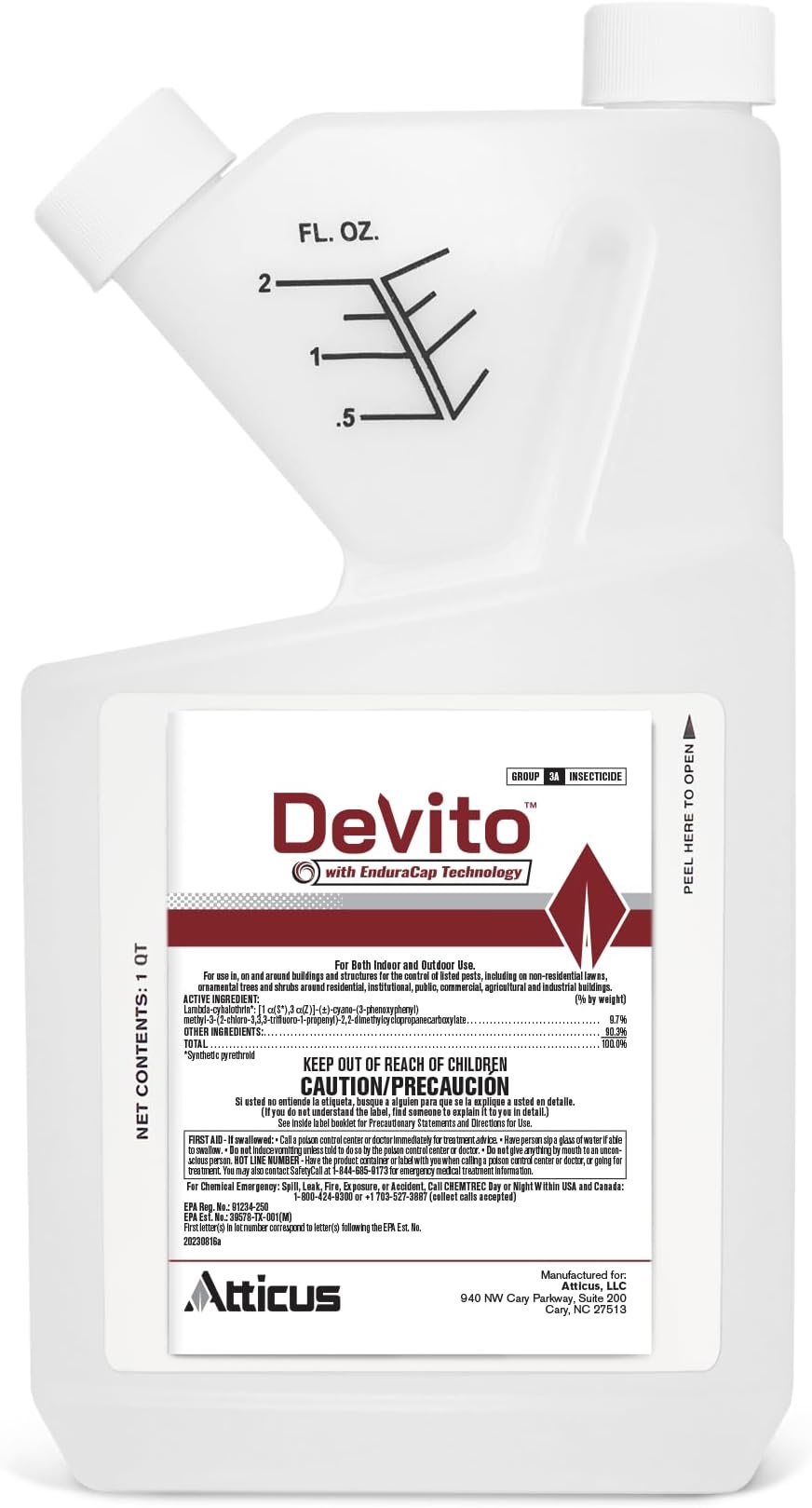 AtticusDevito CS Insecticide (32oz) - Lambda-cyhalothrin 9.7% Indoor and Outdoor Insect Control with EnduraCap Technology