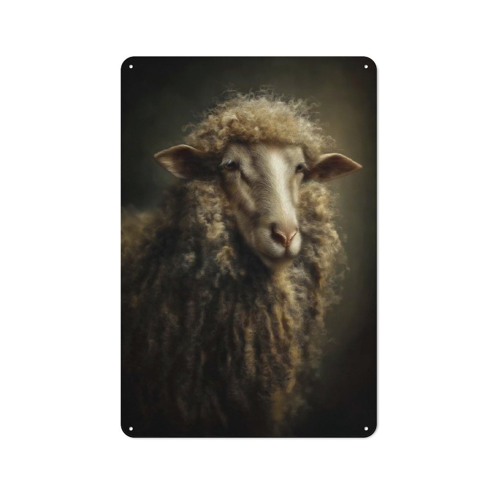 Junmoney Style-24 Metal Gift Sign With Portrait Of A Sheep(2) Design 30X20cm, Character Room Wall Plaque For Flat, Dorm Room, Lounge Or Cafe