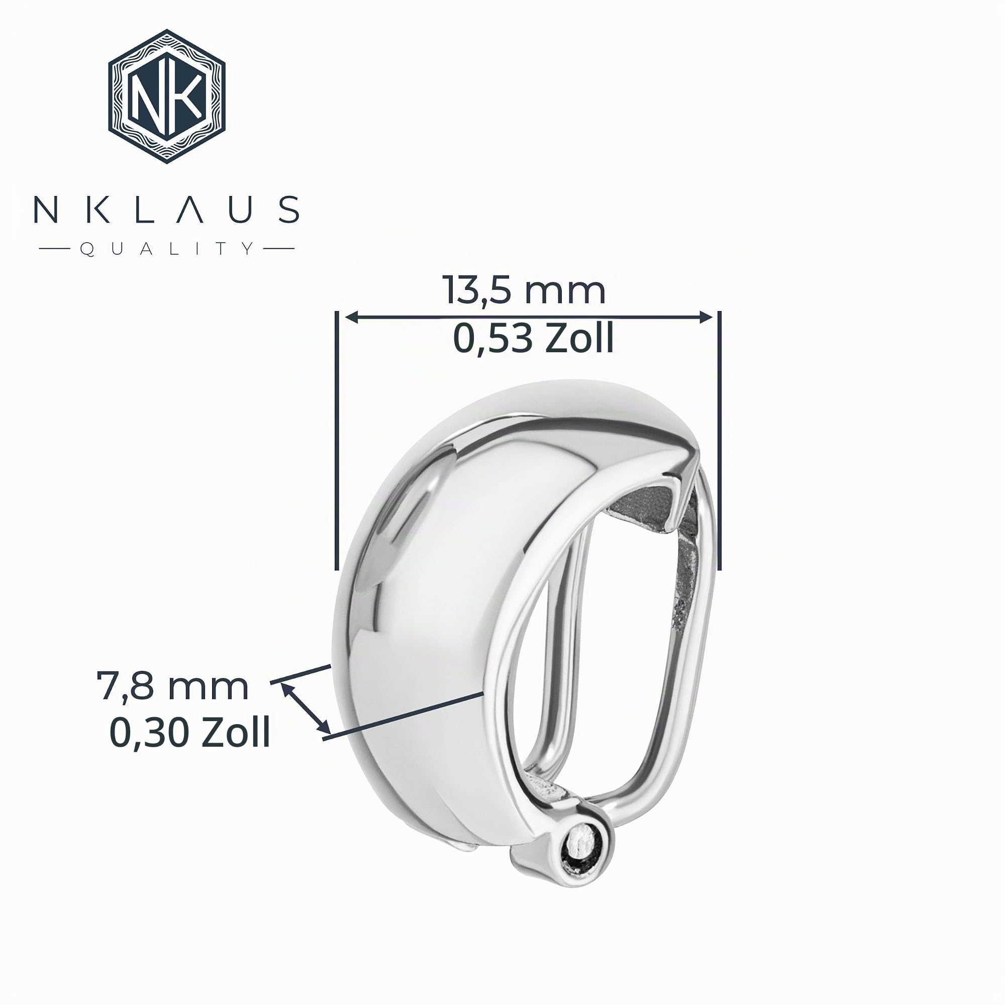 NKlaus Ohrclips aus Silber 925, rhodiniert, ohne Ohrloch, unisex, 2 Stück