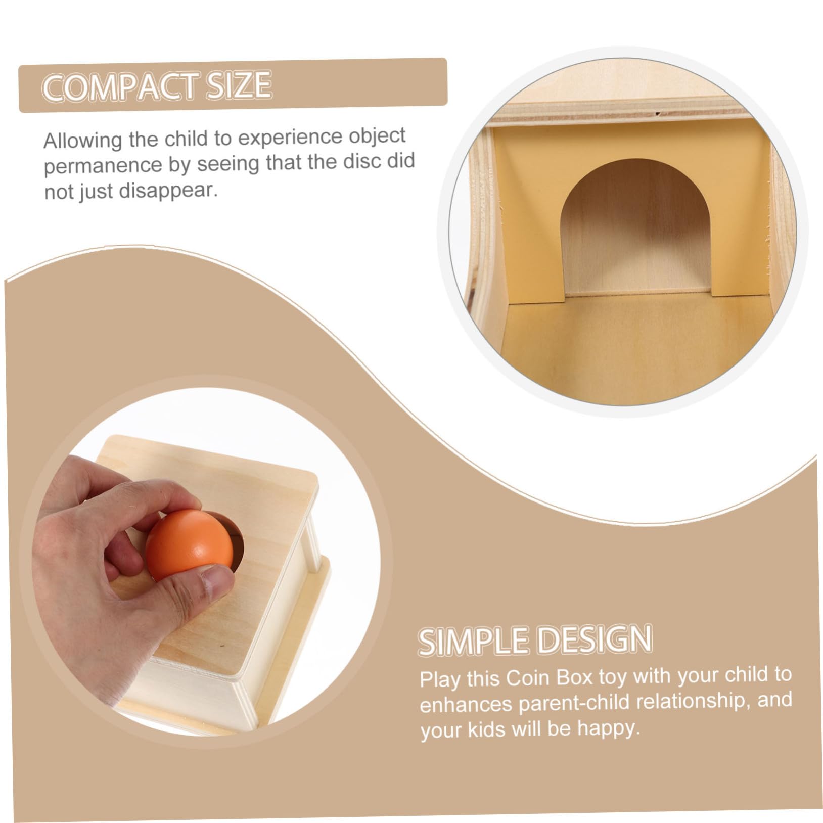 FRCOLOR Juguete de Caja de Monedas de Madera para Niños 1 Pieza | Aprendizaje de Permanencia del Objeto, Interacción Padre-hijo, Juguete Educativo para Niños y Niñas