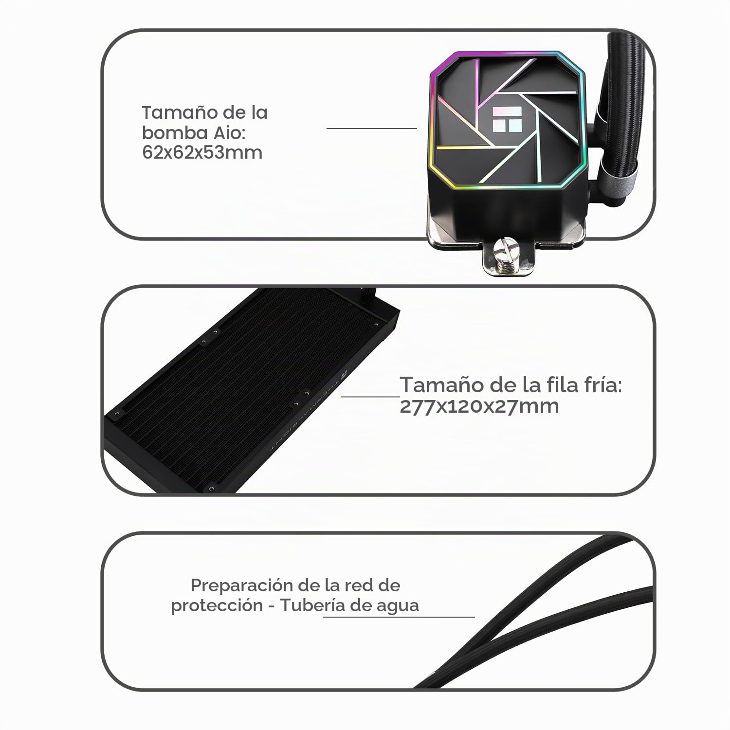 TR-Thermalright Aqua Elite 240 V3 CPU Refrigeración por Agua Completa - Especificación AIO Enfriador de PC 240, Ventilador de Refrigeración ARGB de 120mm, Instalación Sencilla, Compatible con AM5/AM4
